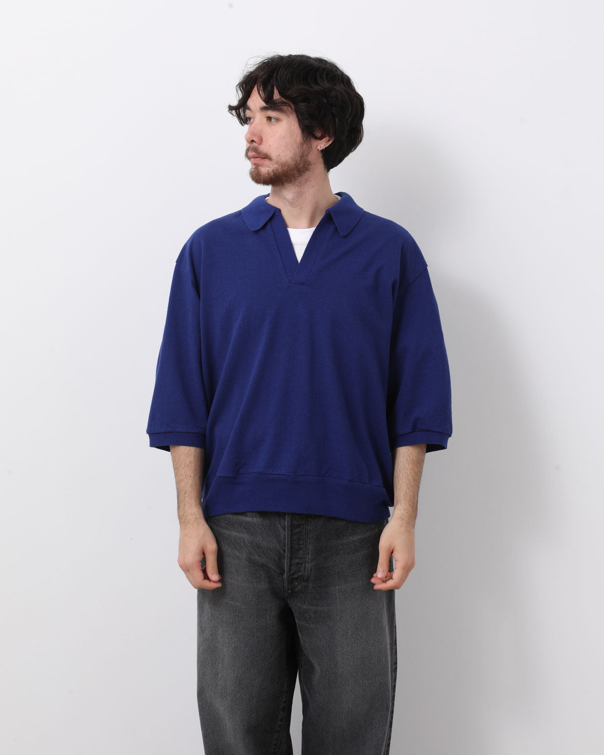 CO/SILK NEP SKIPPER CROPPED SLEEVE