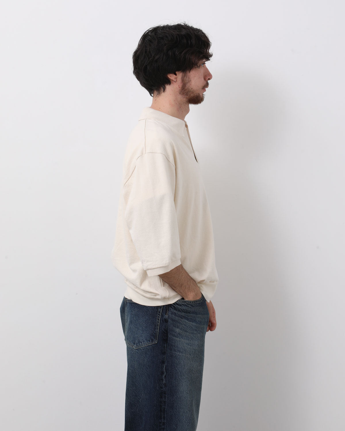 CO/SILK NEP SKIPPER CROPPED SLEEVE