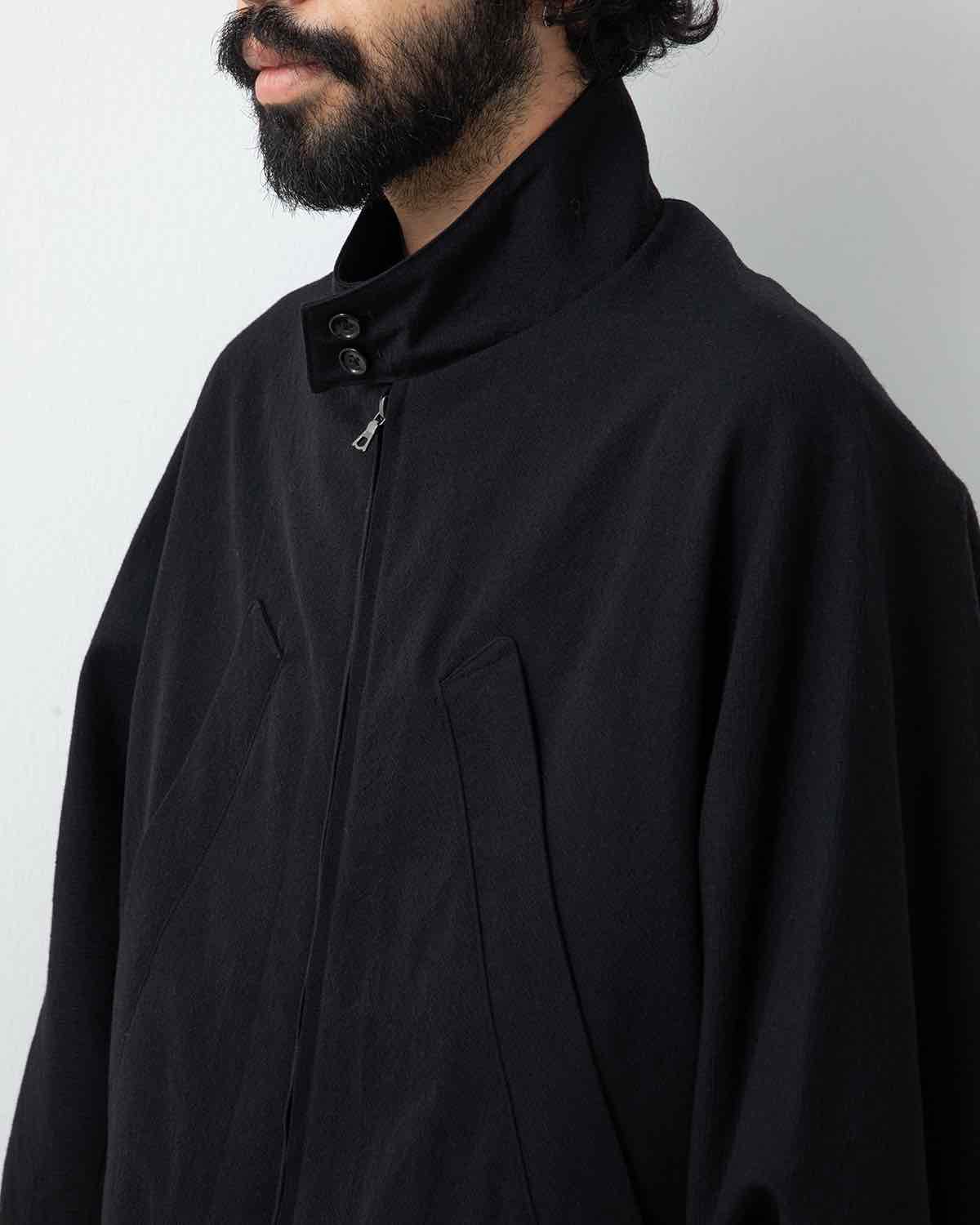 ROUGH WOOL GABARDINE HARRINGTON JACKET