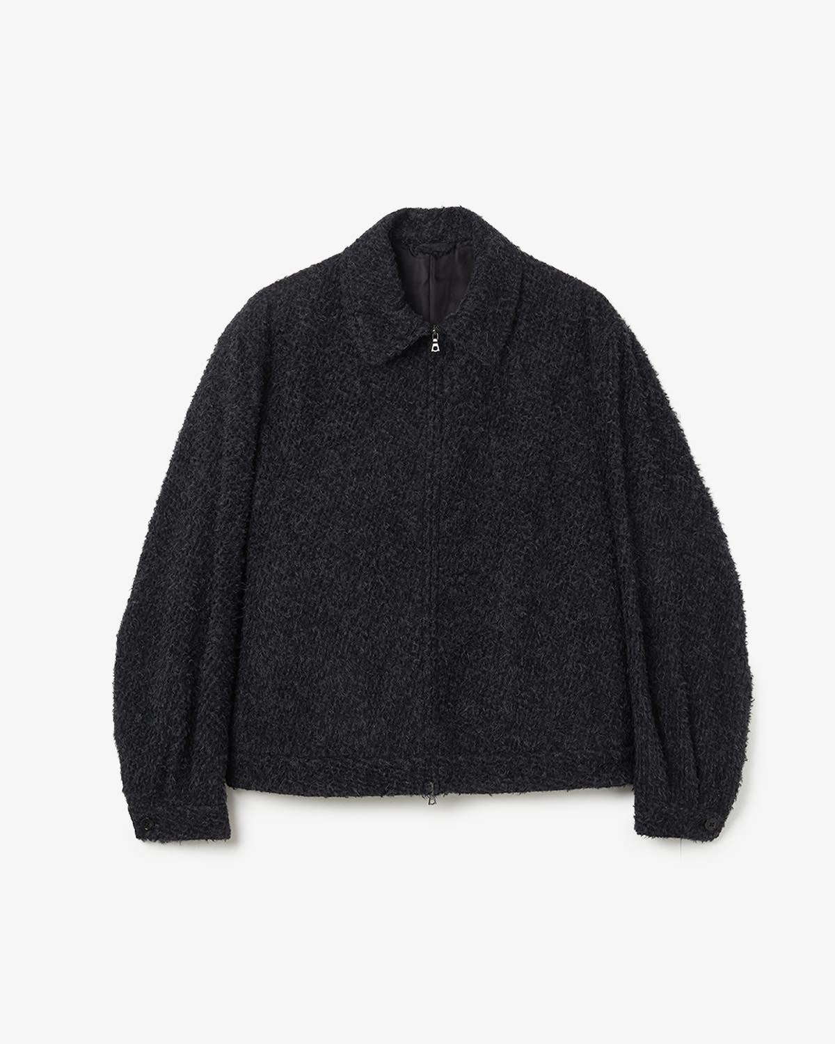 BRUSHED WOOL ZIP SHORT JACKET