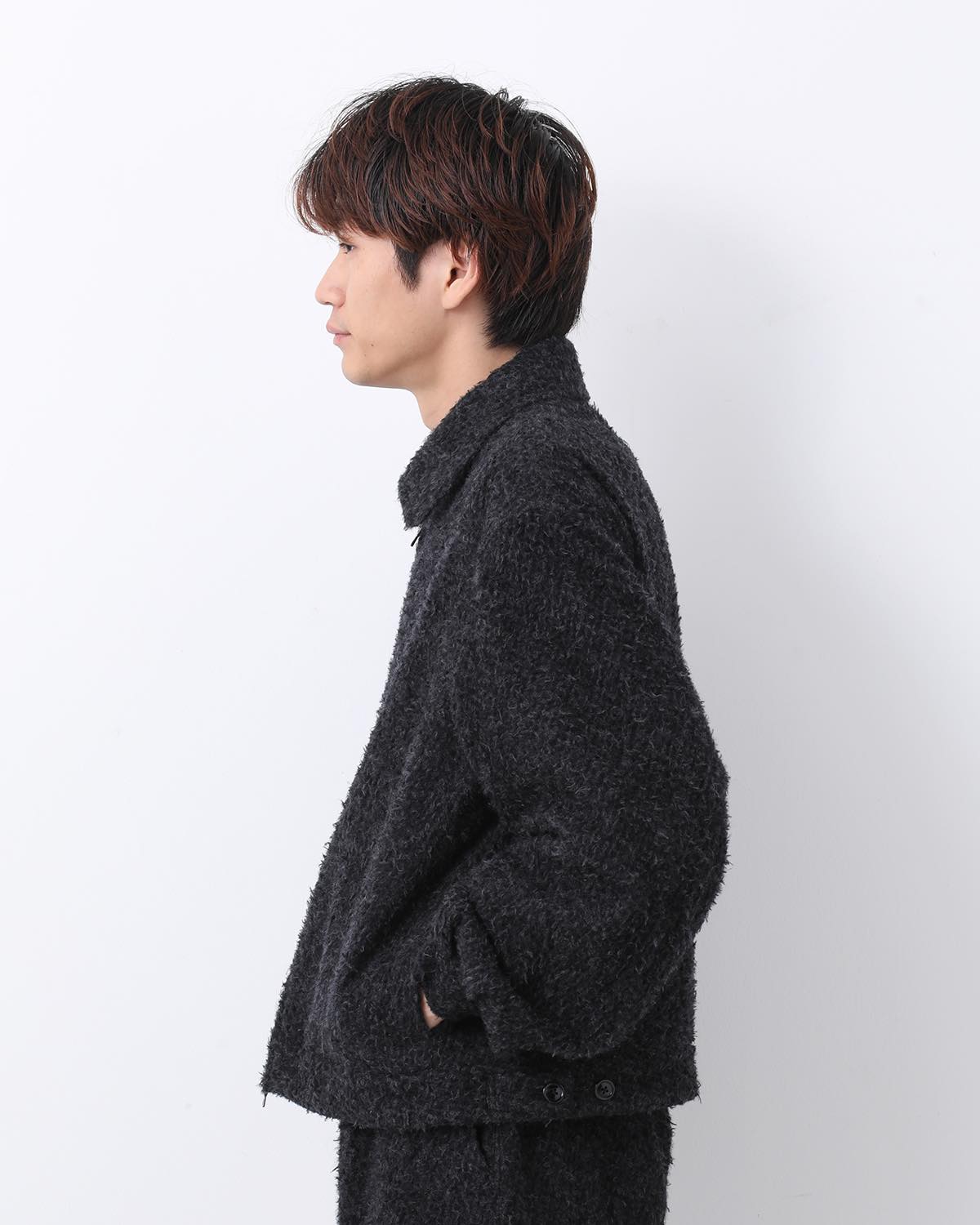 BRUSHED WOOL ZIP SHORT JACKET
