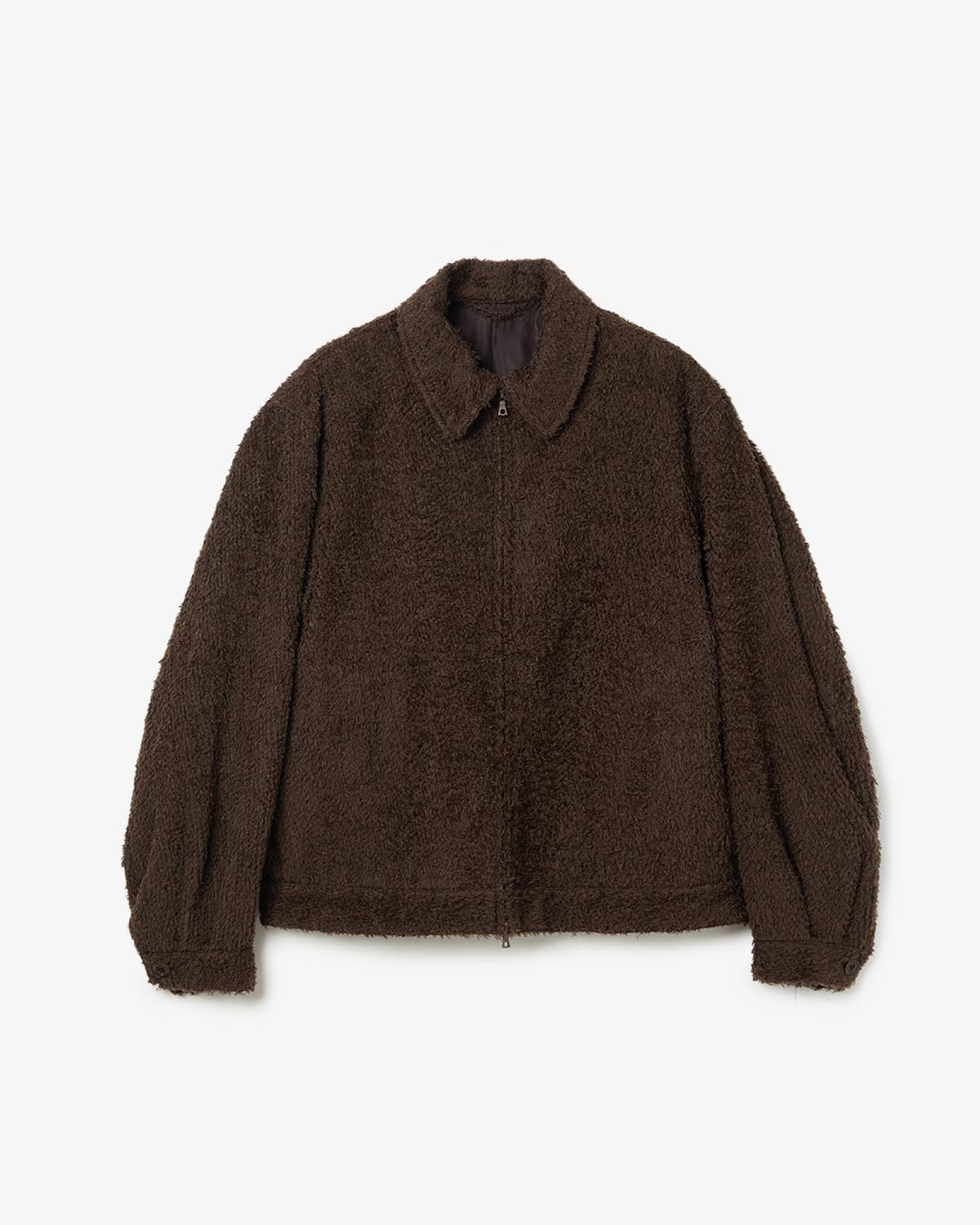 BRUSHED WOOL ZIP SHORT JACKET