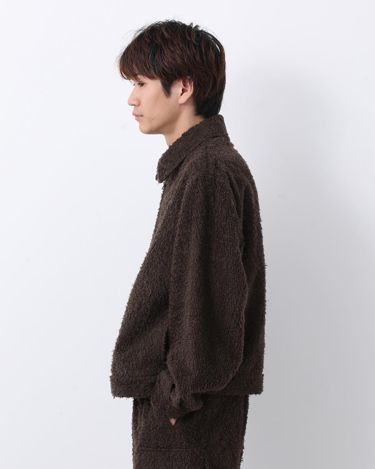 BRUSHED WOOL ZIP SHORT JACKET