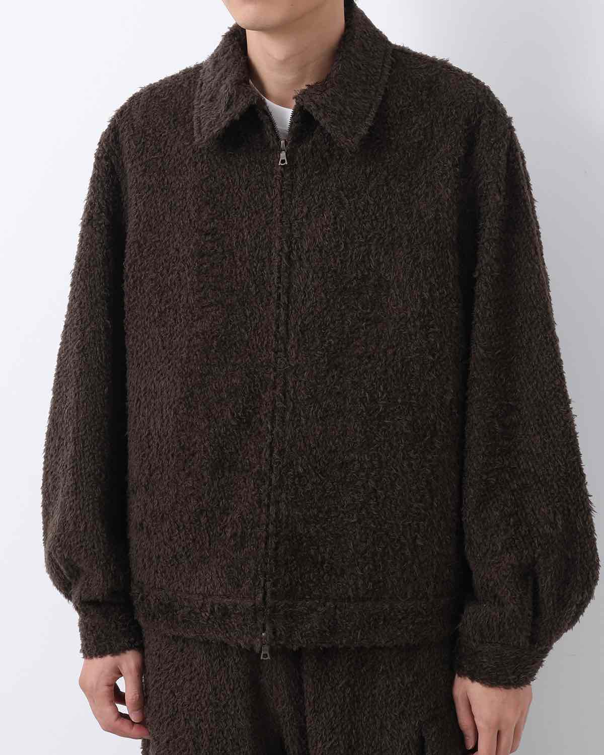 BRUSHED WOOL ZIP SHORT JACKET