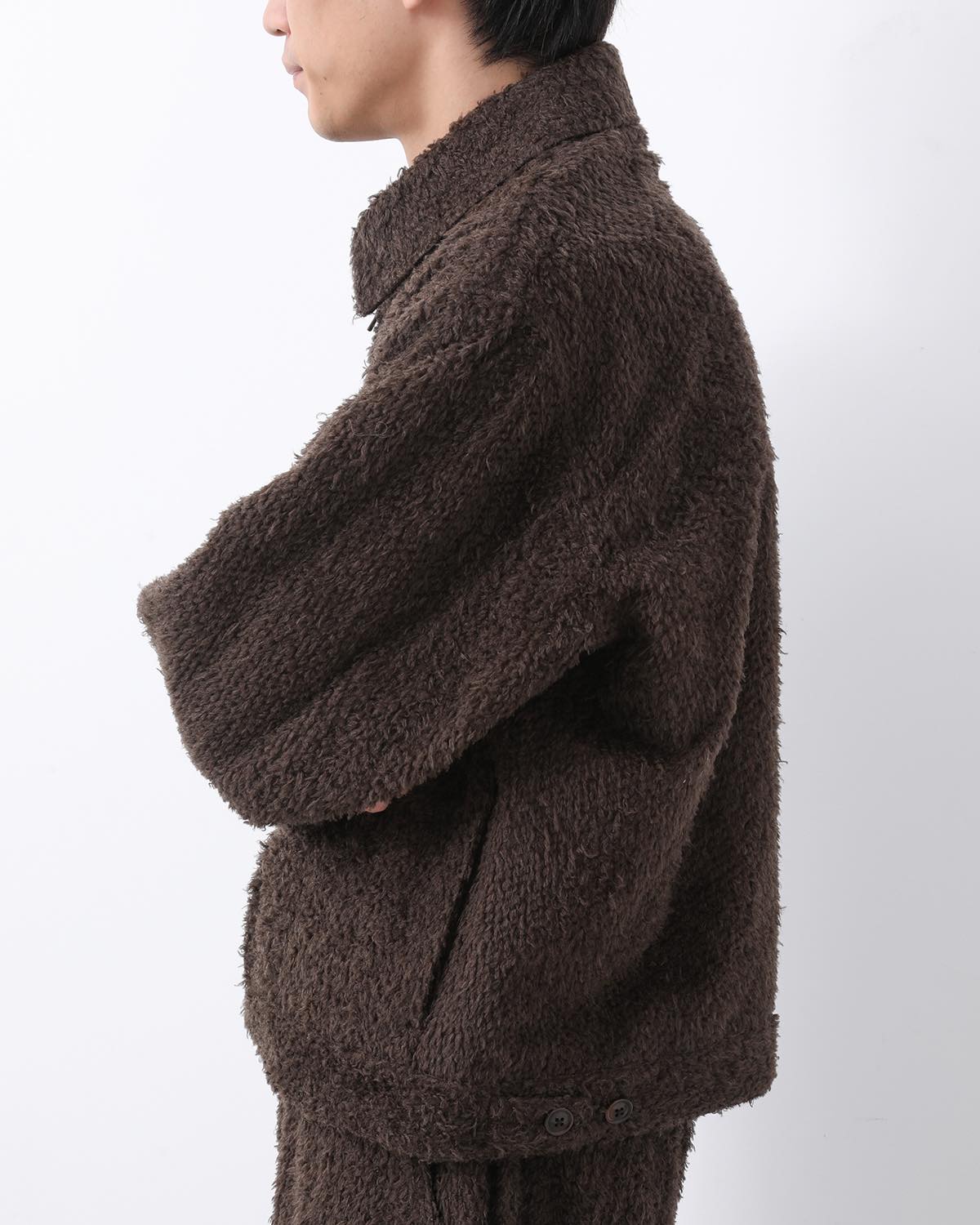 BRUSHED WOOL ZIP SHORT JACKET