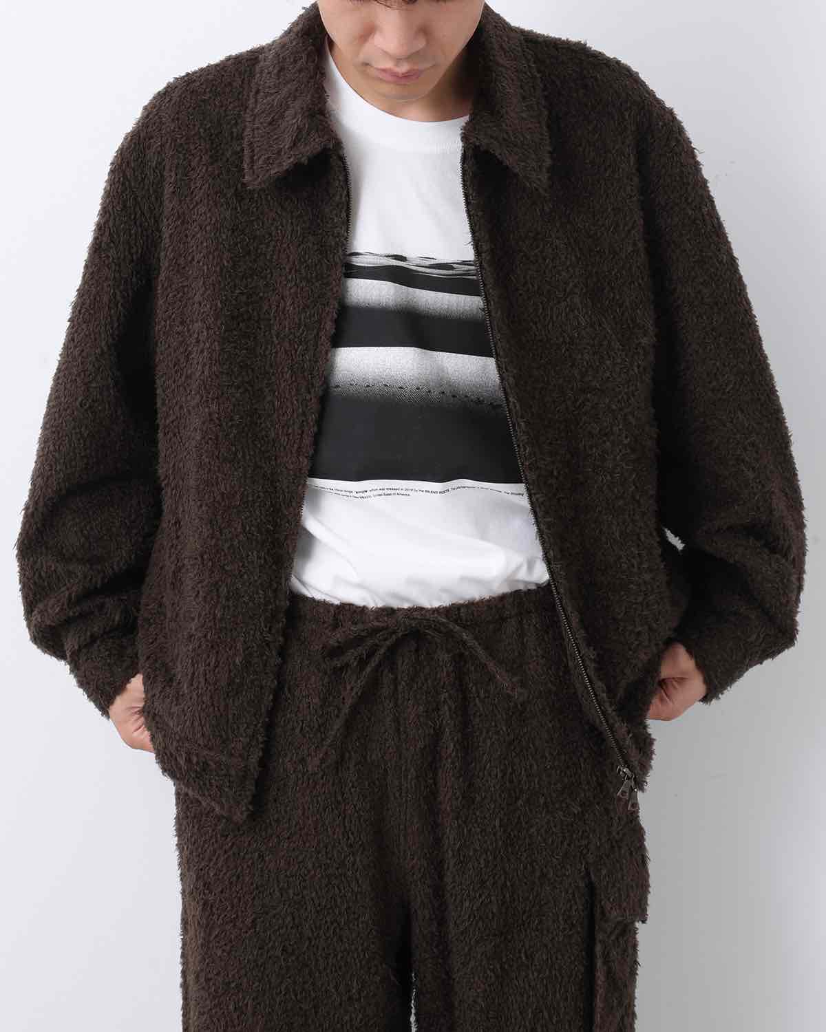 BRUSHED WOOL ZIP SHORT JACKET