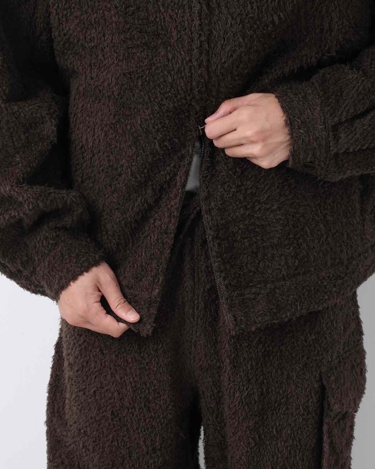 BRUSHED WOOL ZIP SHORT JACKET