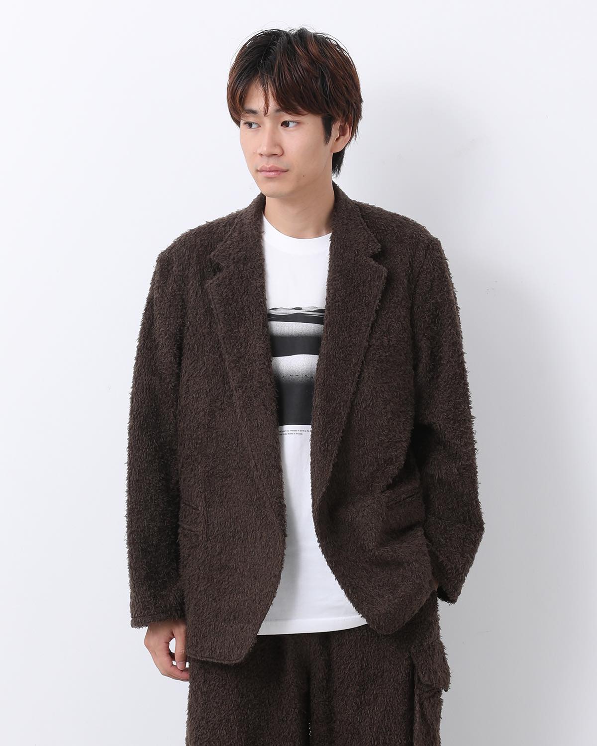 BRUSHED WOOL CARDIGAN JACKET