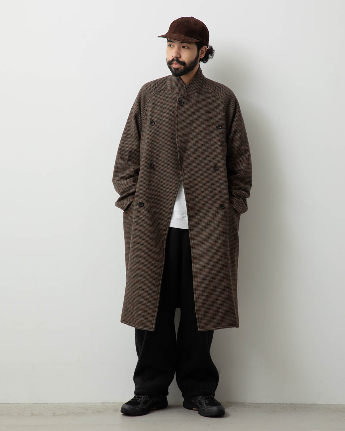 CLASSIC HOUNDSTOOTH DOUBLE-BREASTED COAT