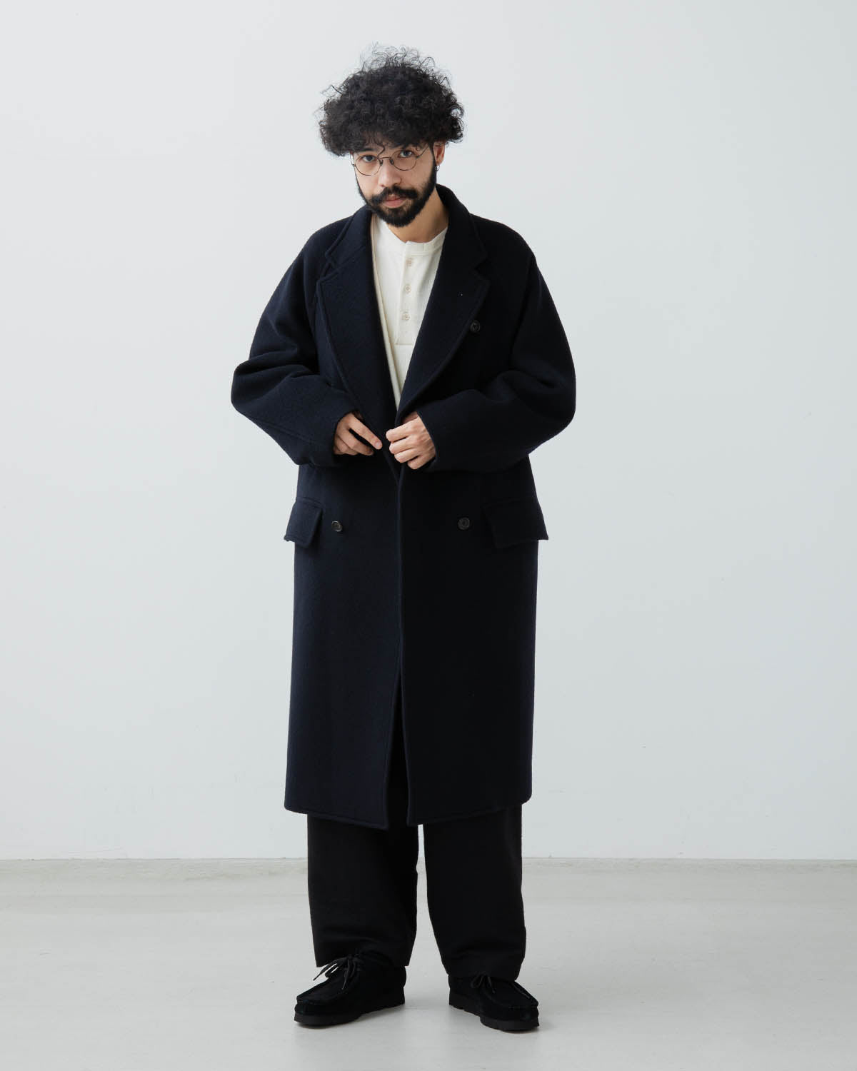 WOOL BEAVER DOUBLE-BREASTED COAT