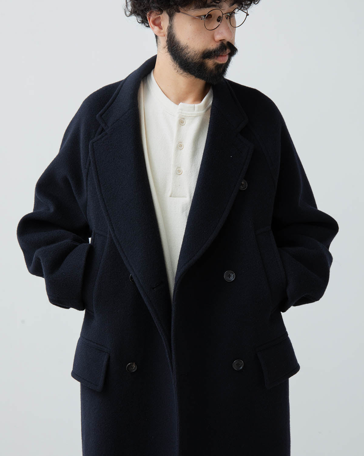 WOOL BEAVER DOUBLE-BREASTED COAT