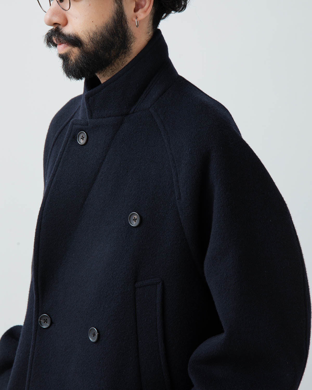 WOOL BEAVER DOUBLE-BREASTED COAT