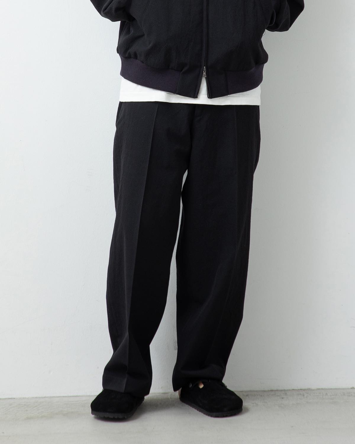 ROUGH WOOL GABARDINE TROUSERS