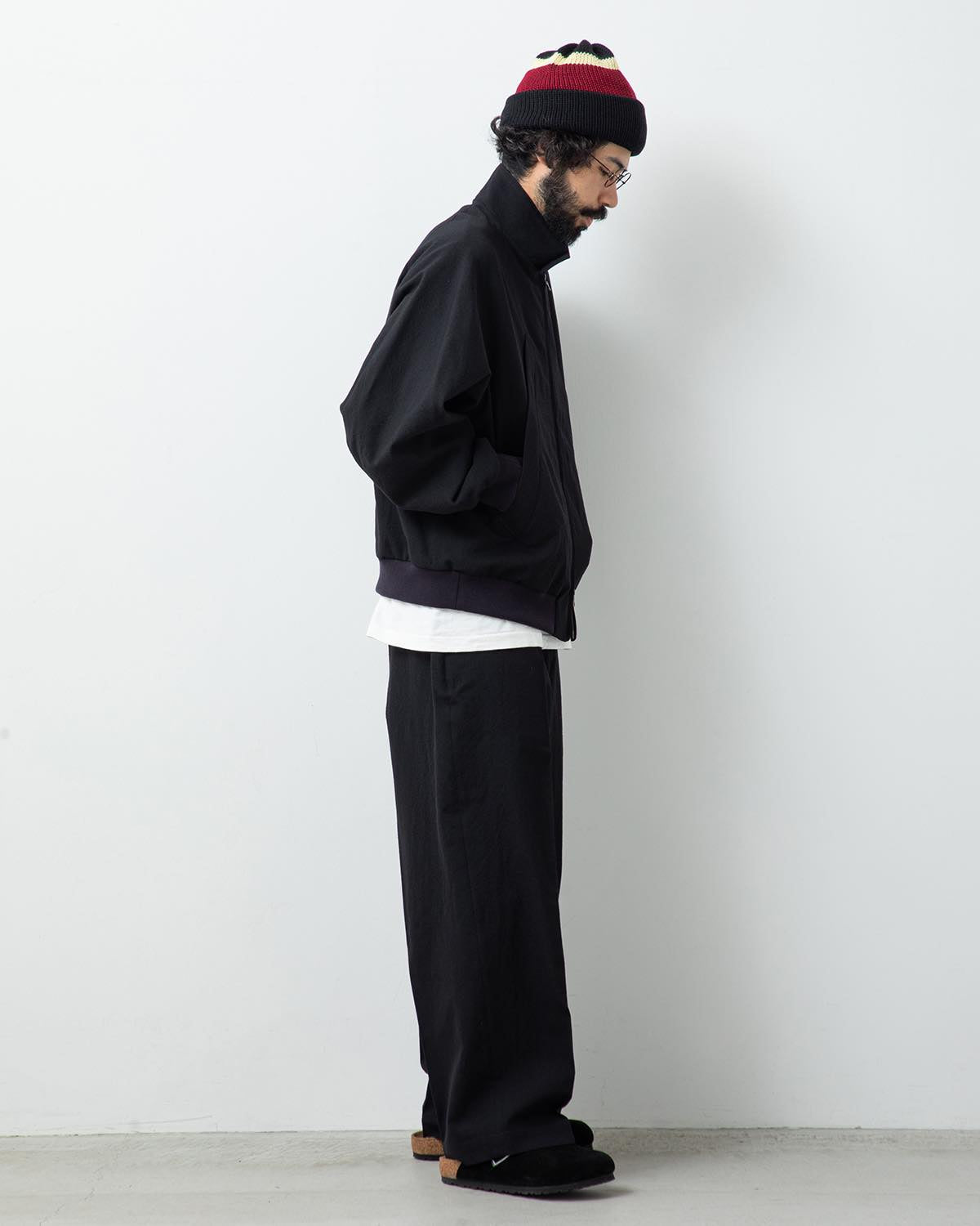 ROUGH WOOL GABARDINE TROUSERS