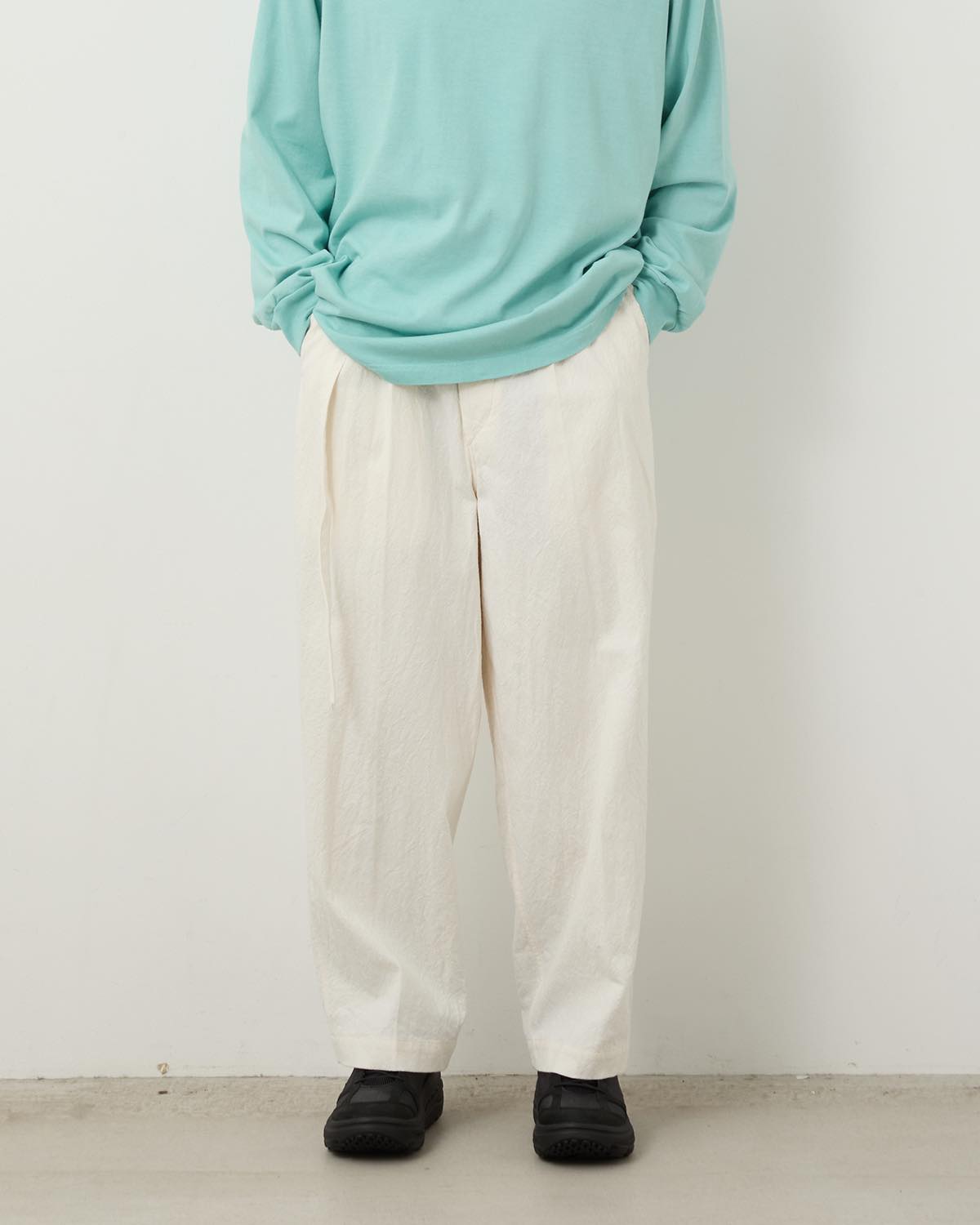 LINEN COTTON BELTED TROUSERS