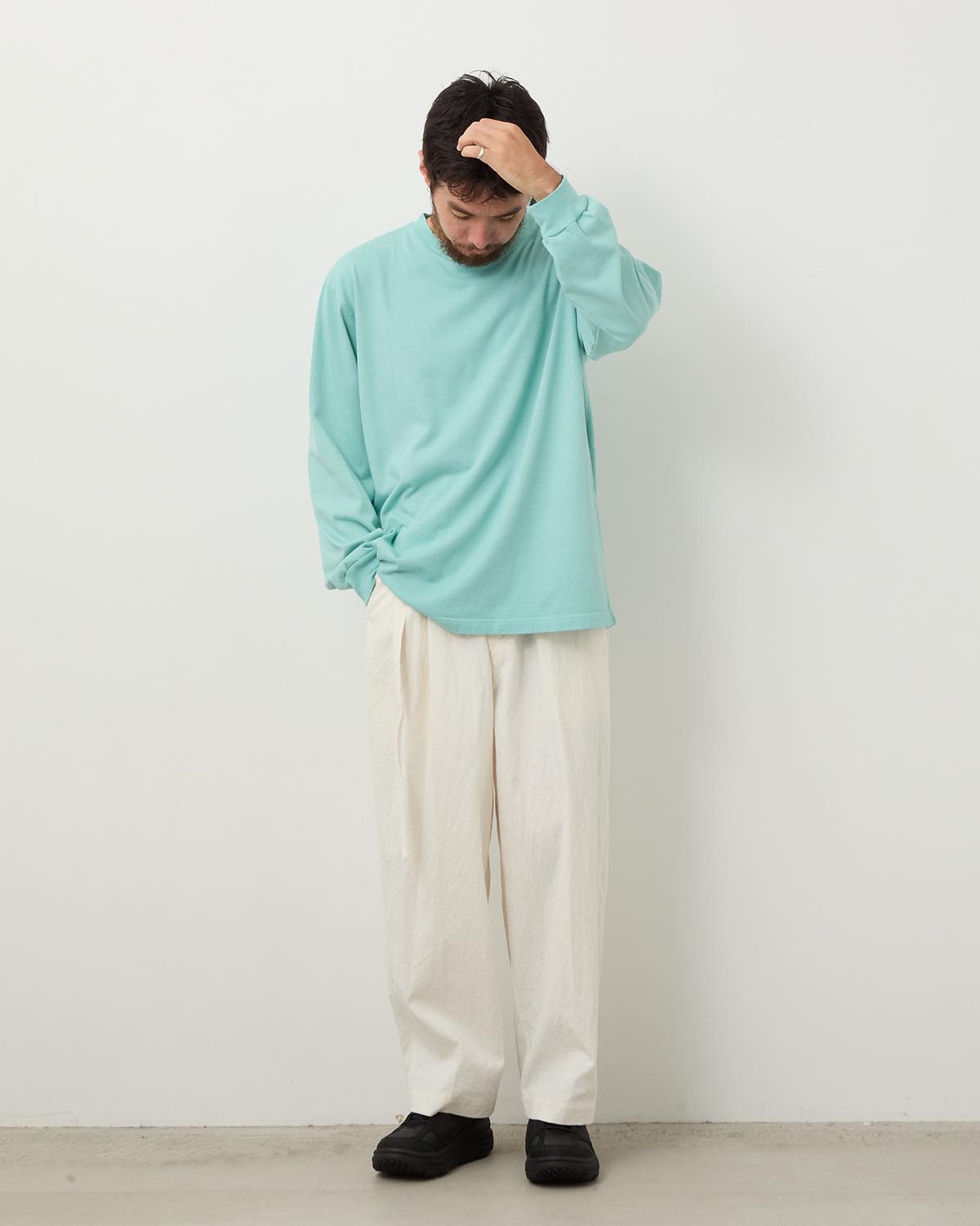 LINEN COTTON BELTED TROUSERS