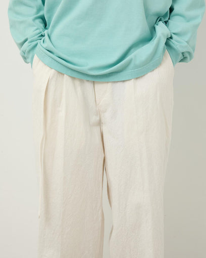 LINEN COTTON BELTED TROUSERS