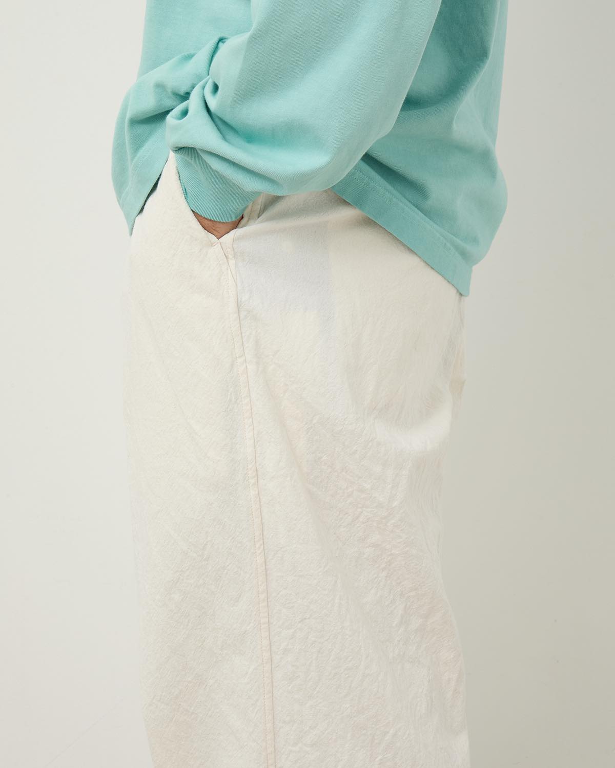 LINEN COTTON BELTED TROUSERS