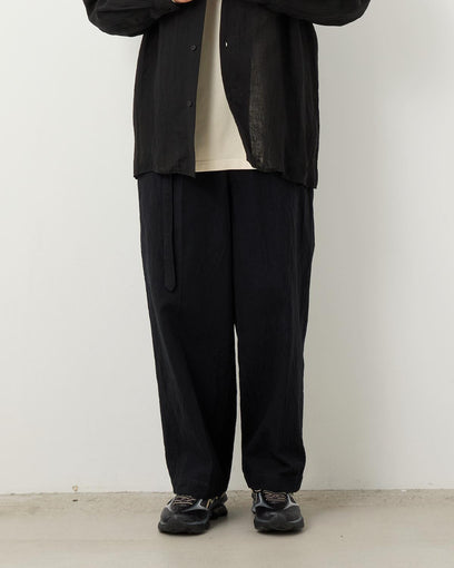 LINEN COTTON BELTED TROUSERS
