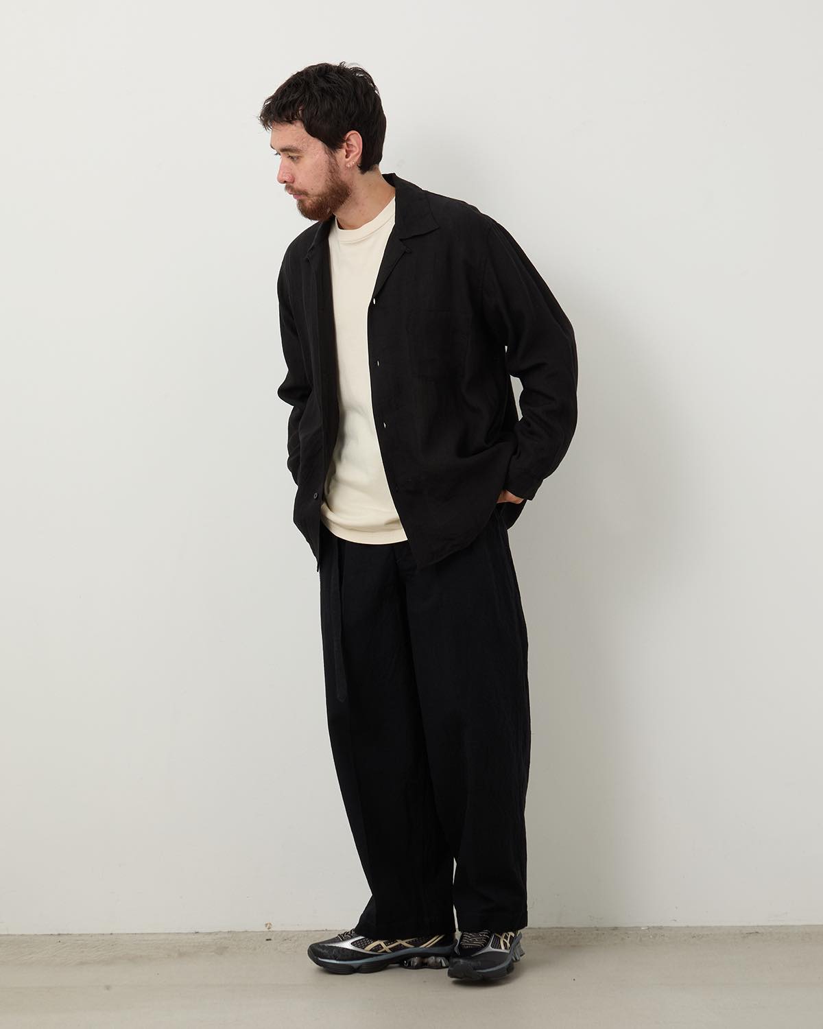LINEN COTTON BELTED TROUSERS