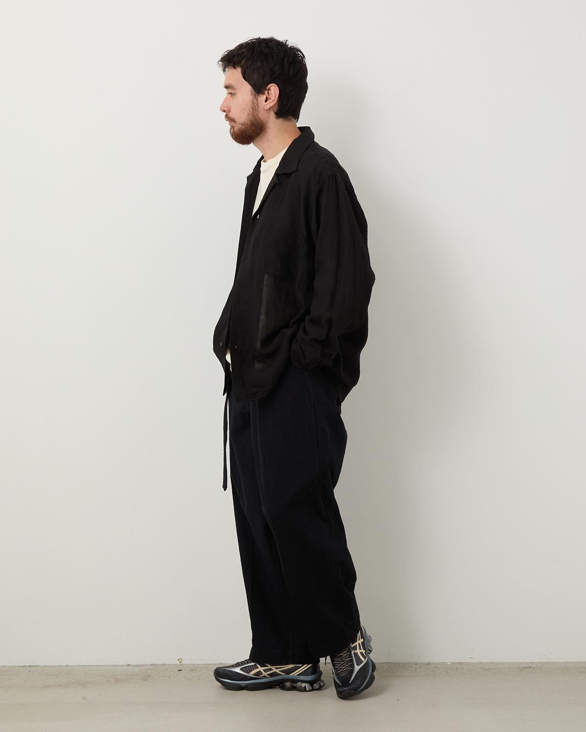 LINEN COTTON BELTED TROUSERS