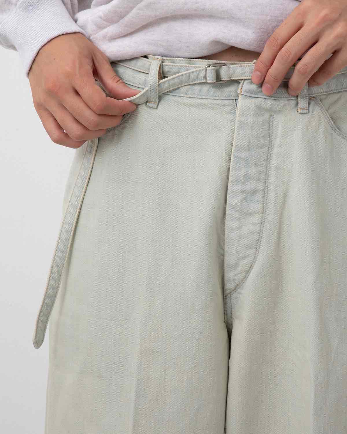 12.9OZ DENIM NARROW BELTED PANTS