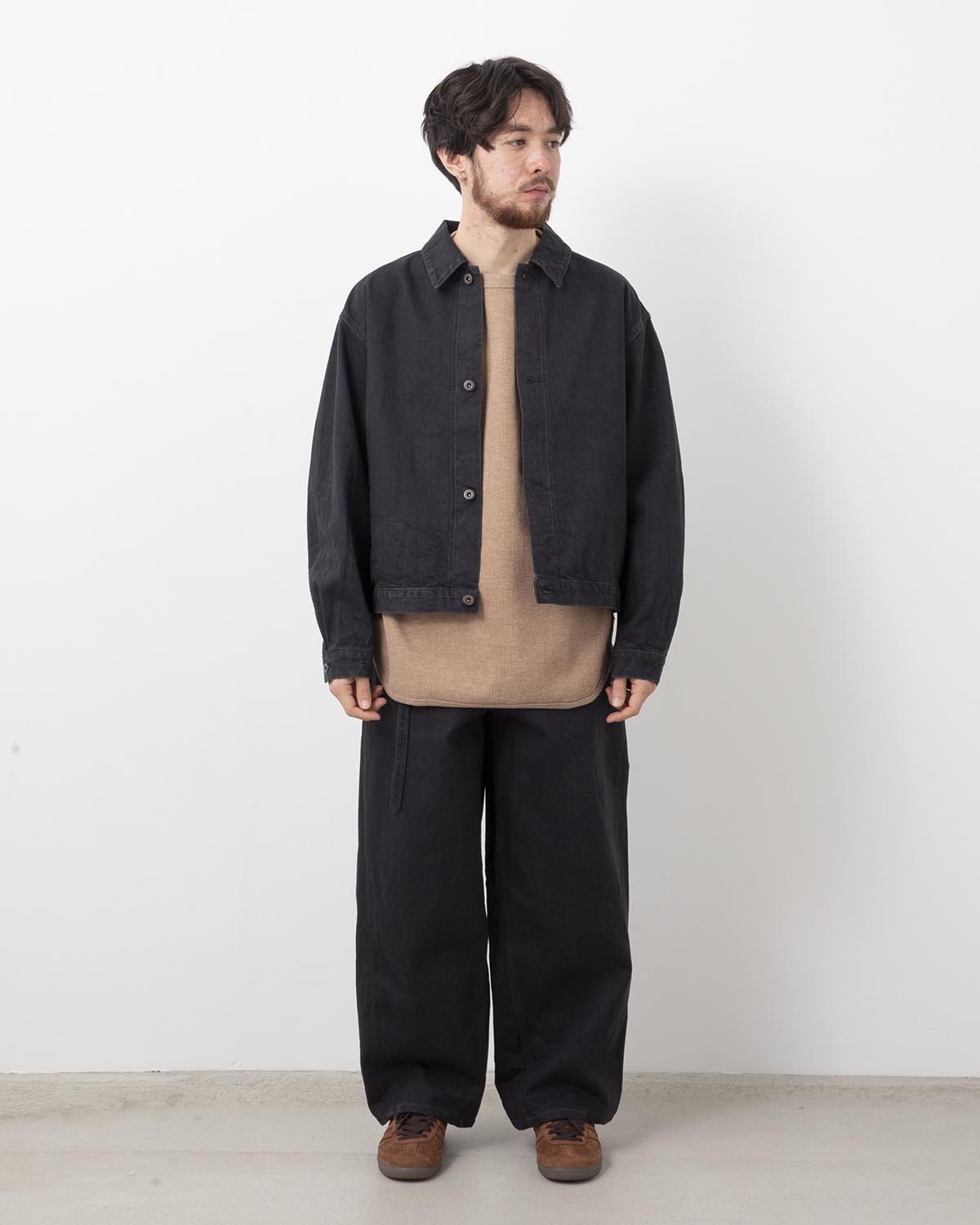 12.9OZ DENIM BIAS BELTED PANTS