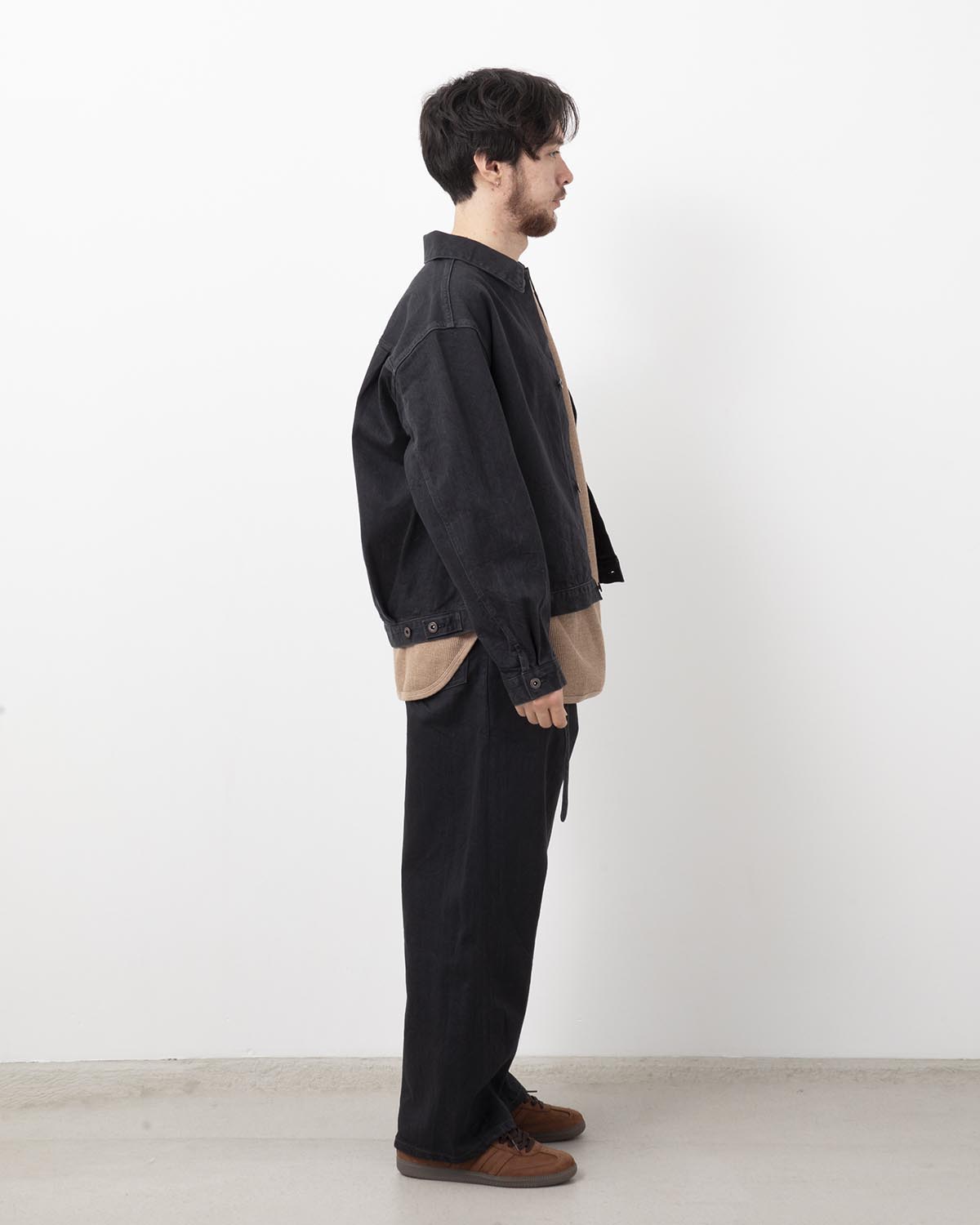 12.9OZ DENIM BIAS BELTED PANTS