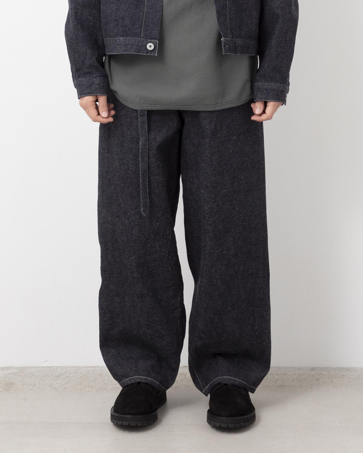 12.9OZ DENIM BIAS BELTED PANTS