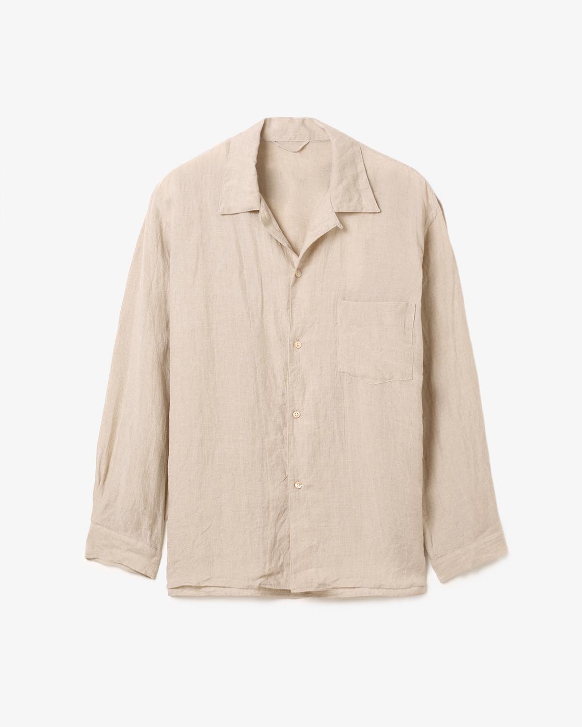 LINEN OPEN-COLLAR SHIRT L/S
