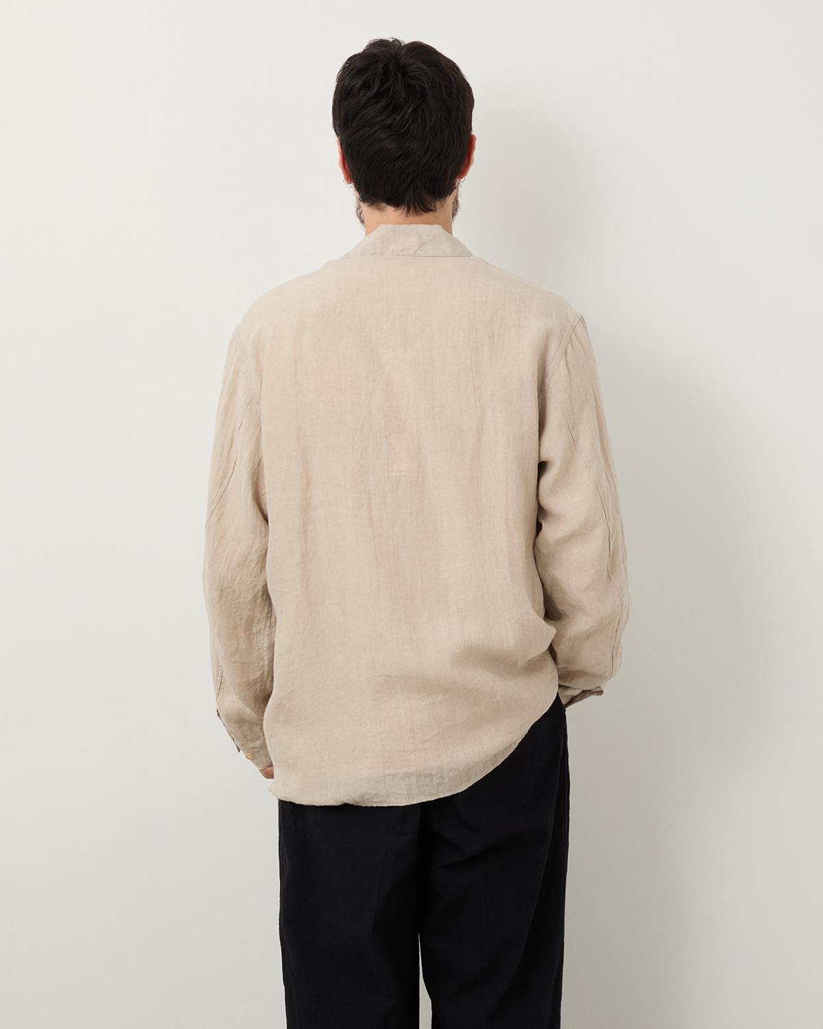 LINEN OPEN-COLLAR SHIRT L/S