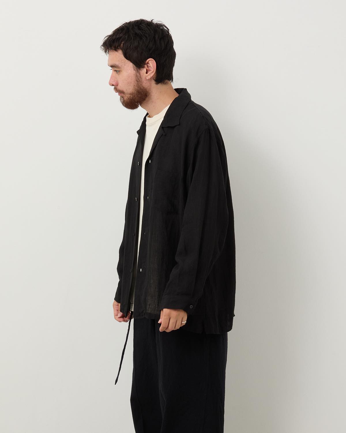 LINEN OPEN-COLLAR SHIRT L/S