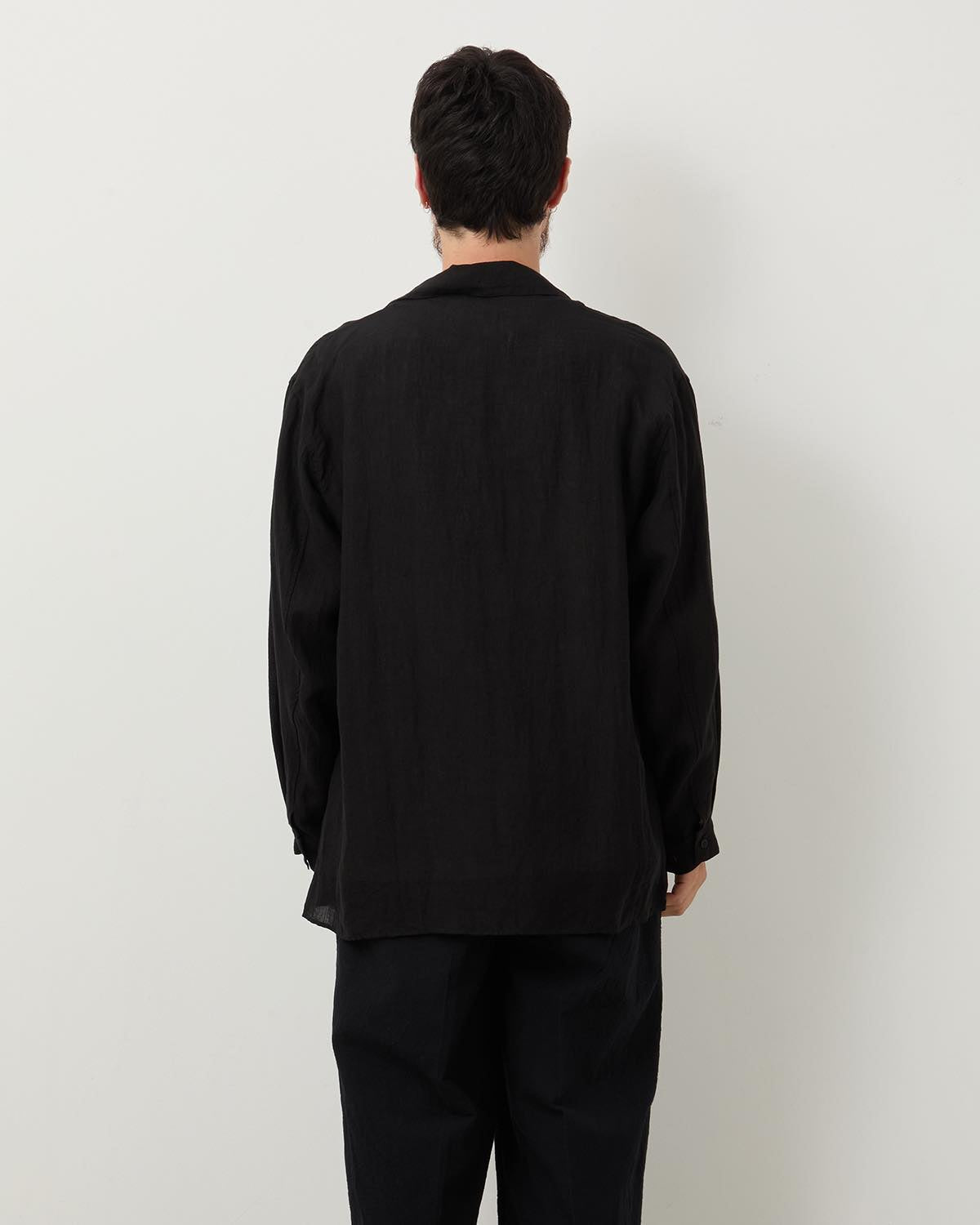 LINEN OPEN-COLLAR SHIRT L/S