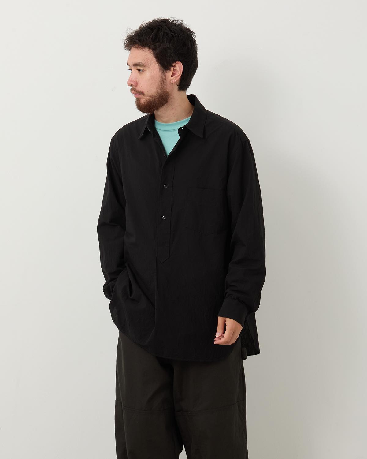 HARD TWIST CHAMBRAY GRANDPA SHIRT