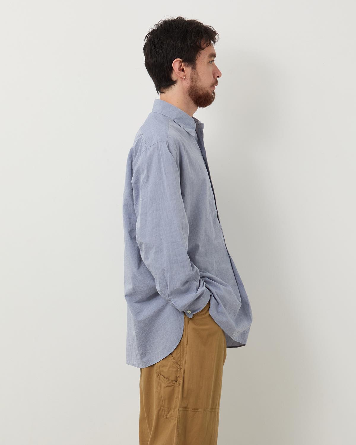 HARD TWIST CHAMBRAY GRANDPA SHIRT