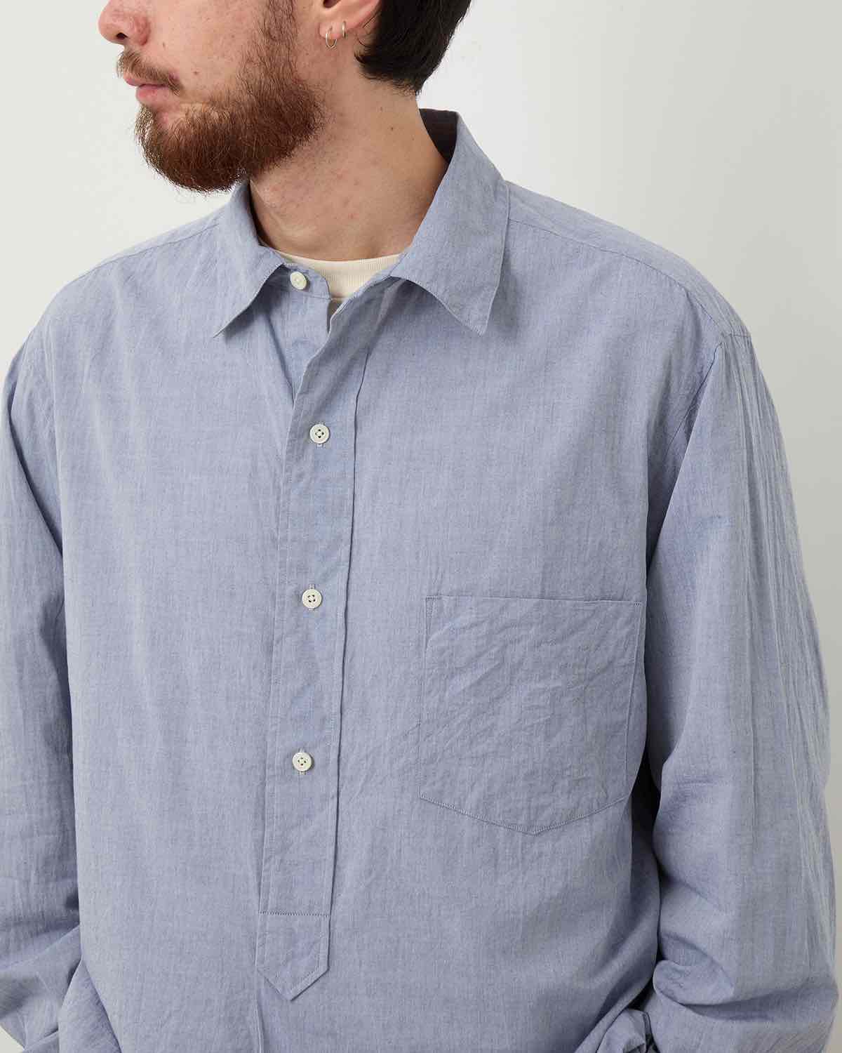 HARD TWIST CHAMBRAY GRANDPA SHIRT