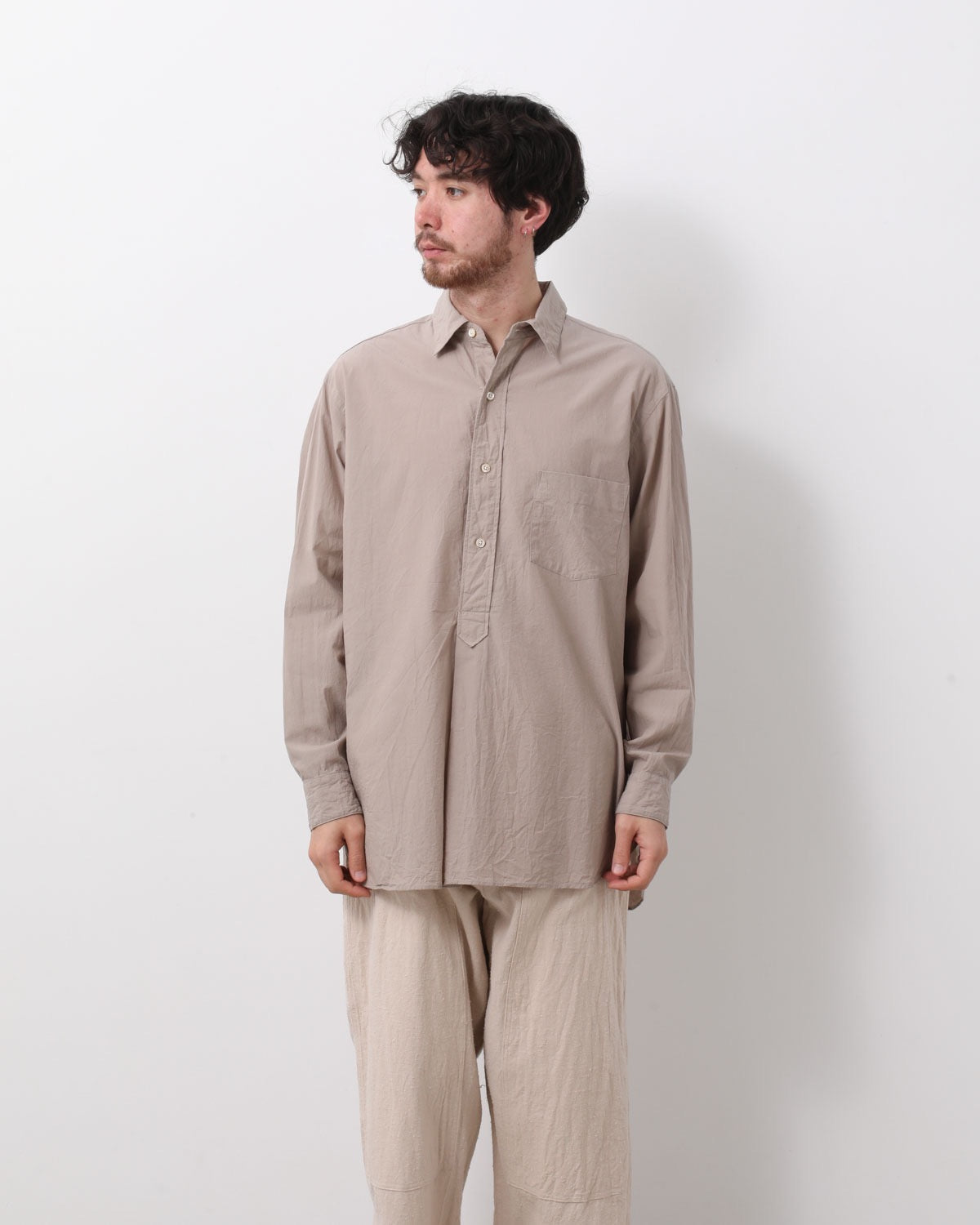 HARD TWIST CHAMBRAY GRANDPA SHIRT
