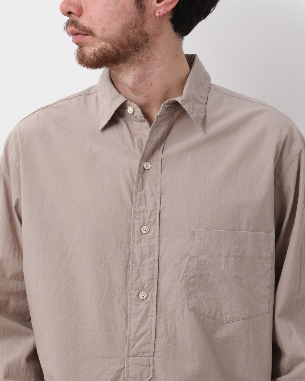 HARD TWIST CHAMBRAY GRANDPA SHIRT