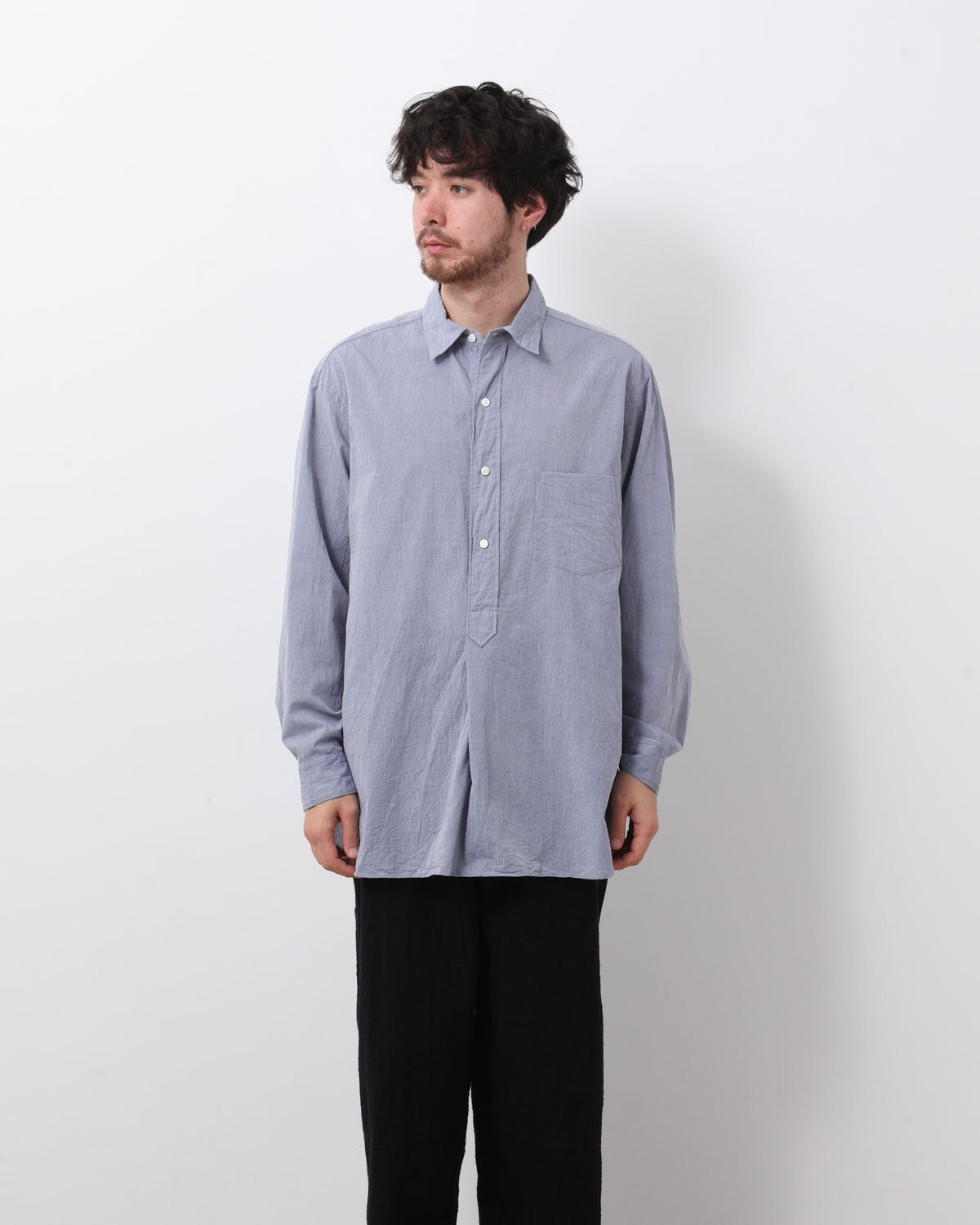 HARD TWIST CHAMBRAY GRANDPA SHIRT