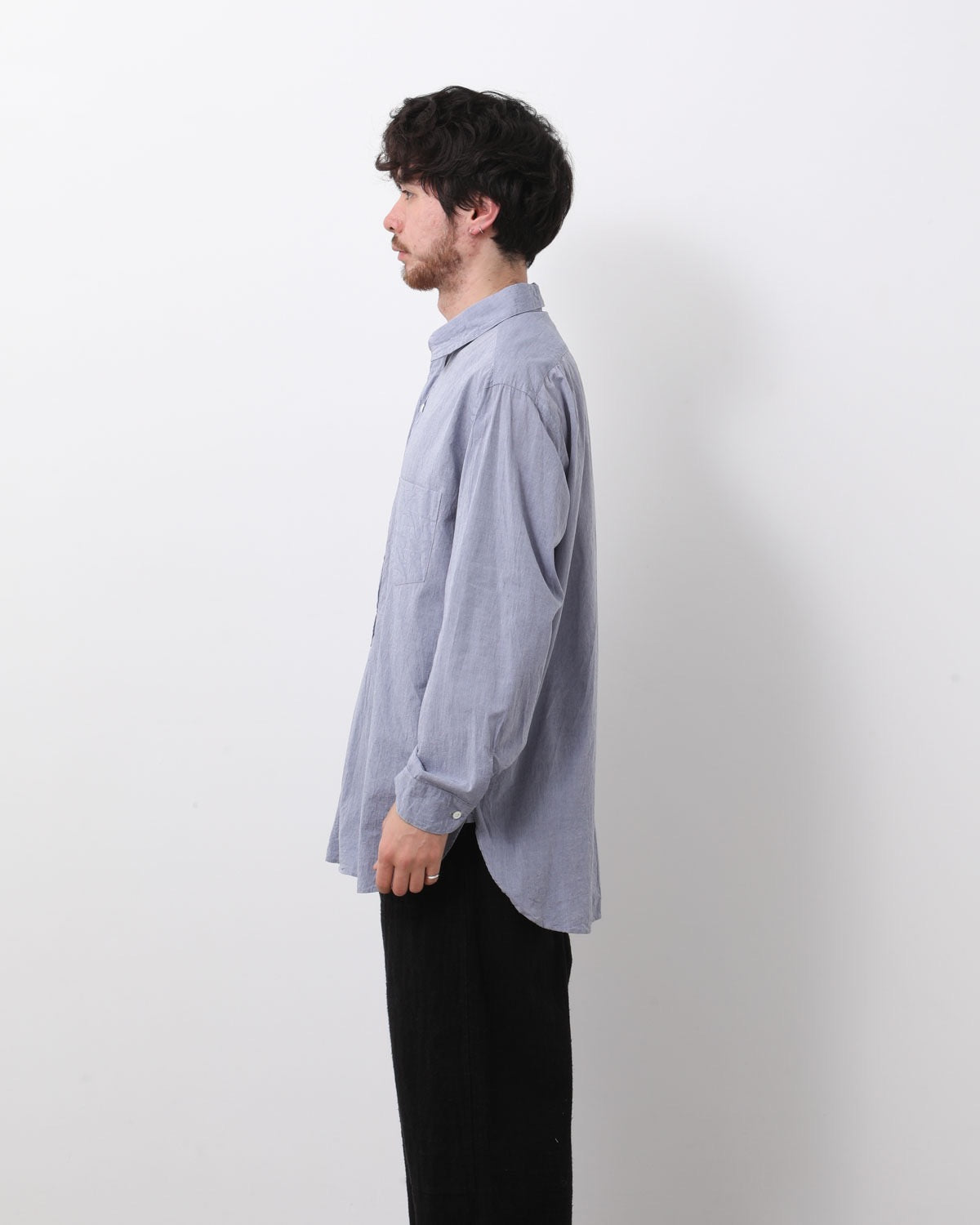 HARD TWIST CHAMBRAY GRANDPA SHIRT