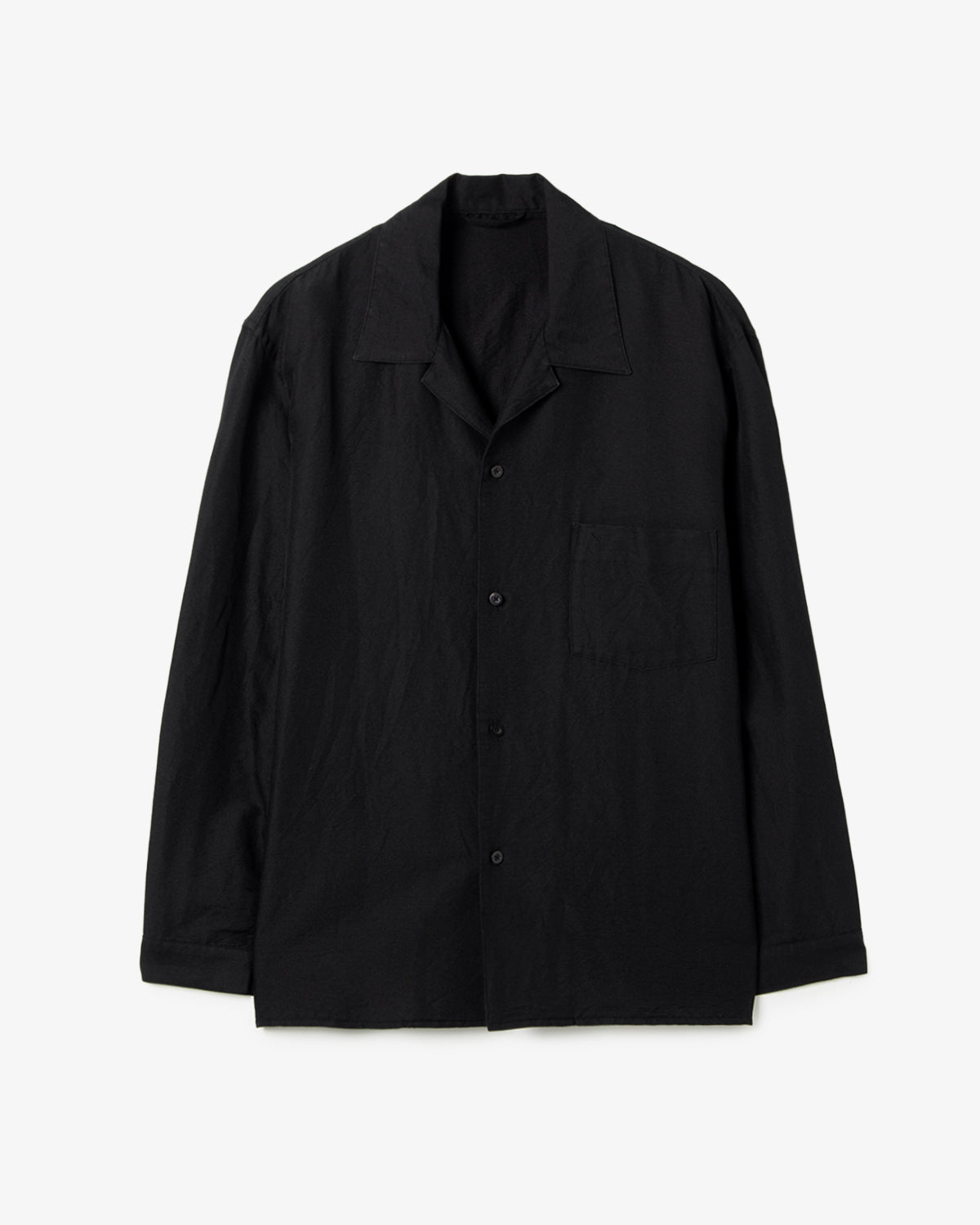 WASHED WOOL SILK OPEN-COLLAR SHIRT L/S