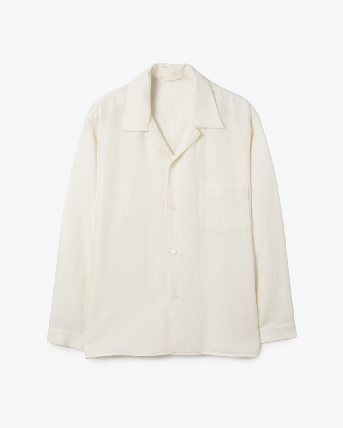 WASHED WOOL SILK OPEN-COLLAR SHIRT L/S
