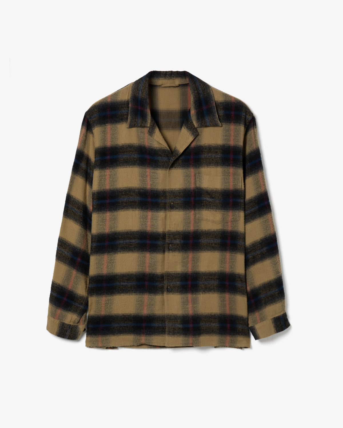 COTTON RAYON OMBRE OPEN-COLLAR SHIRT L/S