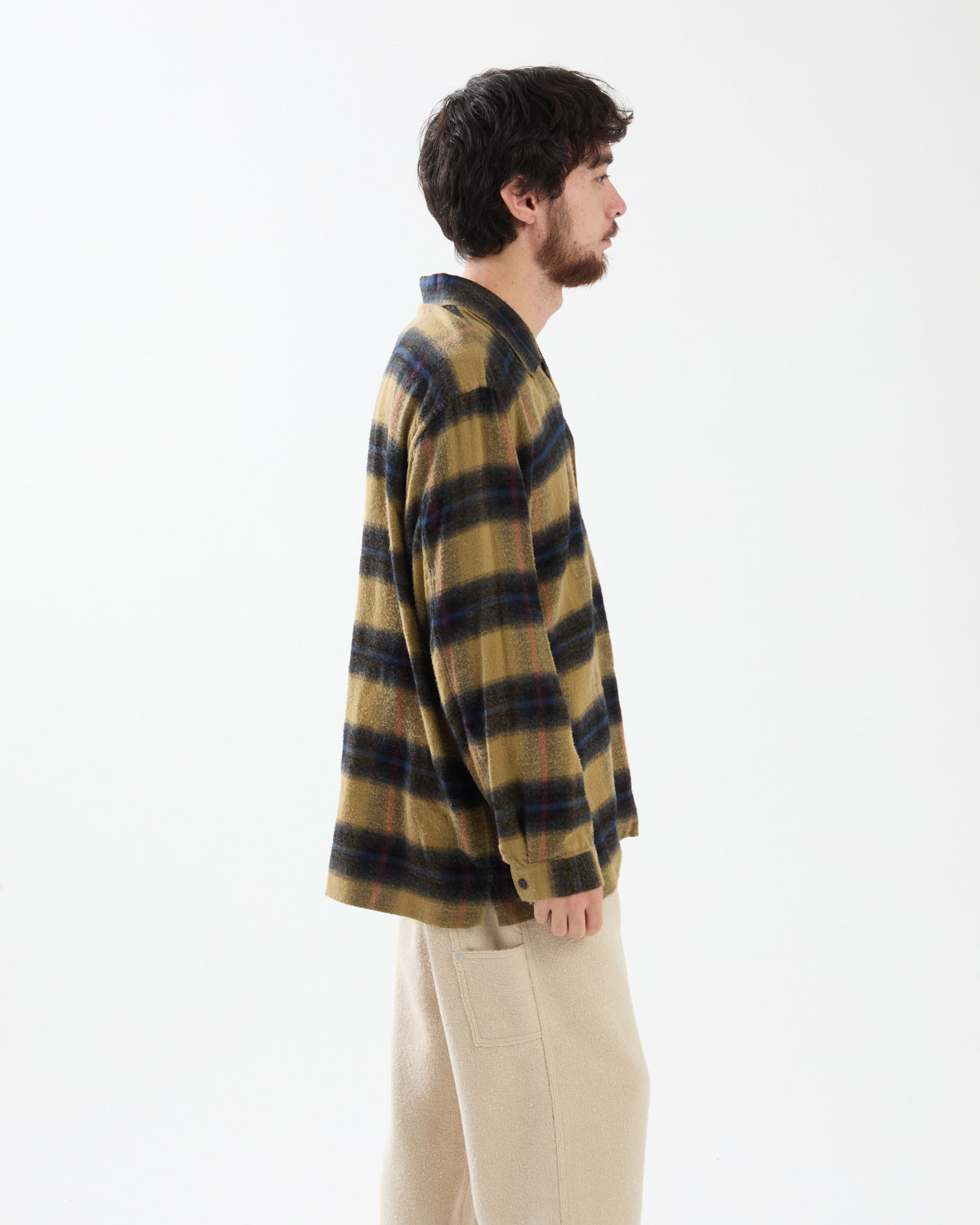 COTTON RAYON OMBRE OPEN-COLLAR SHIRT L/S