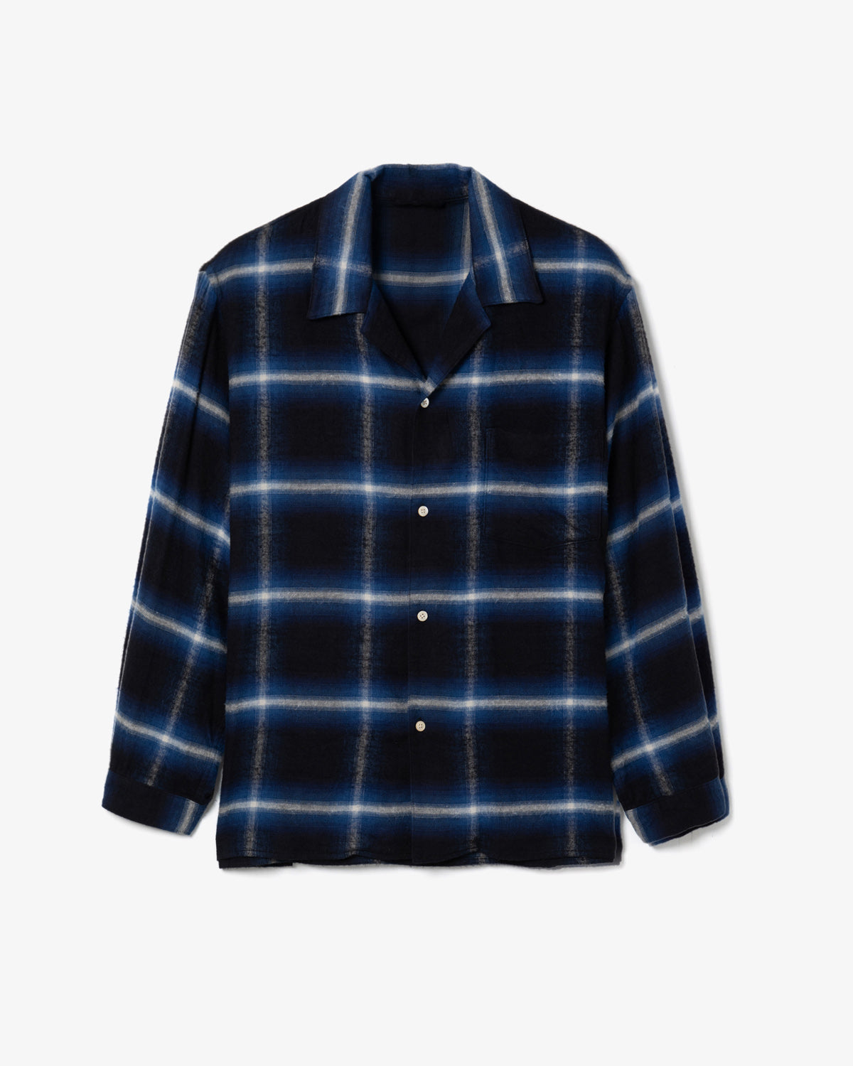 COTTON RAYON OMBRE OPEN-COLLAR SHIRT L/S