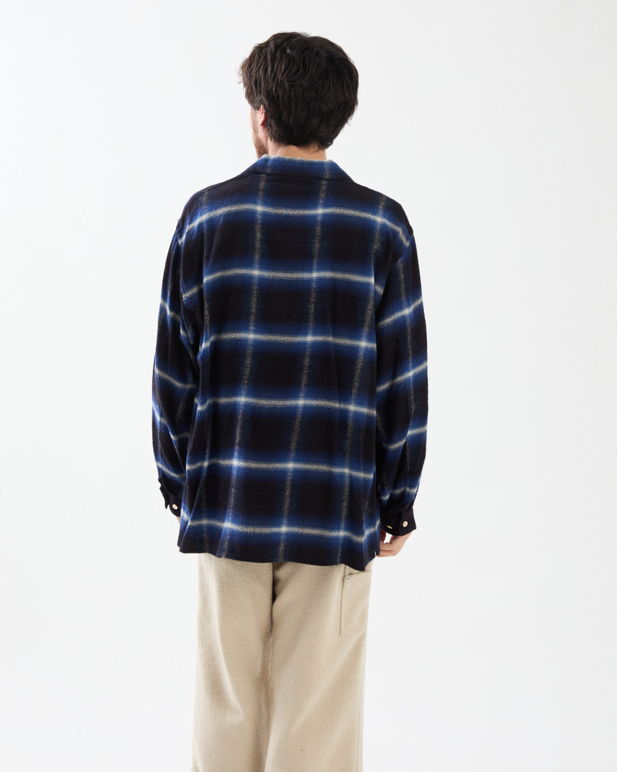 COTTON RAYON OMBRE OPEN-COLLAR SHIRT L/S