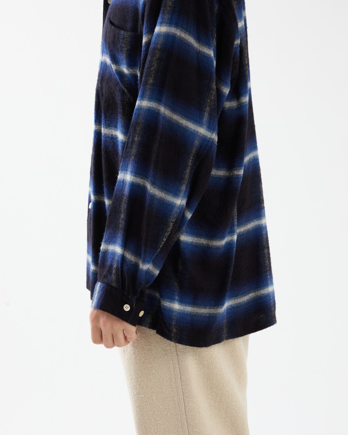 COTTON RAYON OMBRE OPEN-COLLAR SHIRT L/S