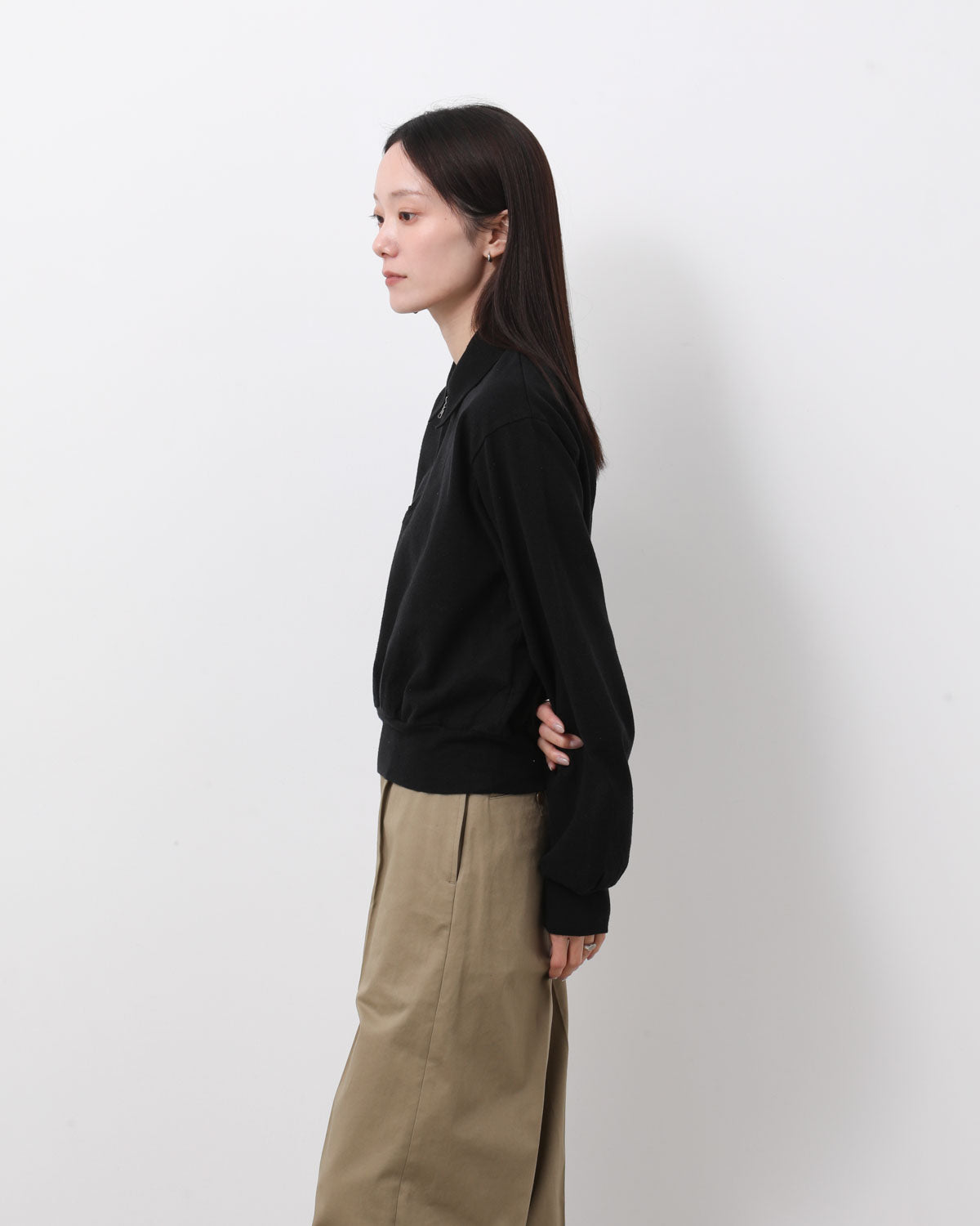 CO/SILK NEP HARF-ZIP P/O