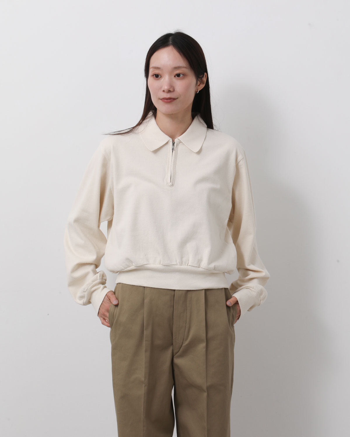 CO/SILK NEP HARF-ZIP P/O