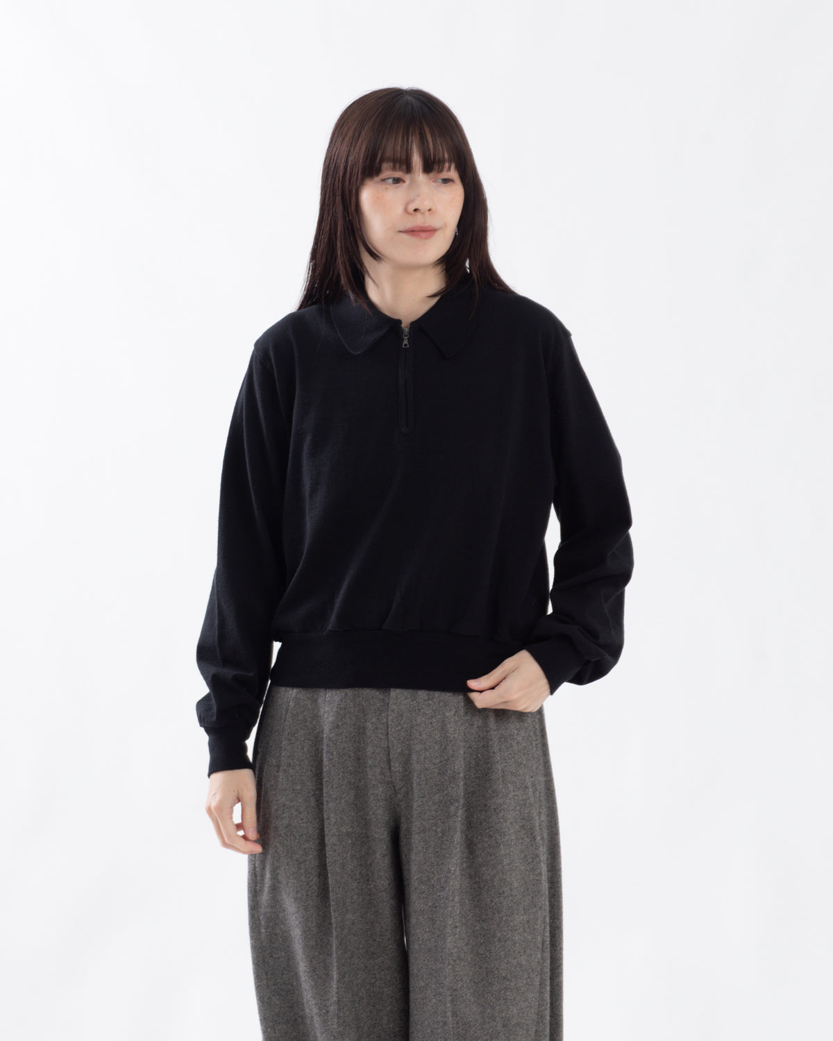 CO/SILK NEP HARF-ZIP P/O